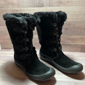 Privo Womens Black Lace-Up Winter Boots Size 9.5M Leather & Man Made Upper With